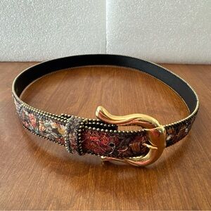 Elegant Gold and Brown leather glittery textured Women's Belt